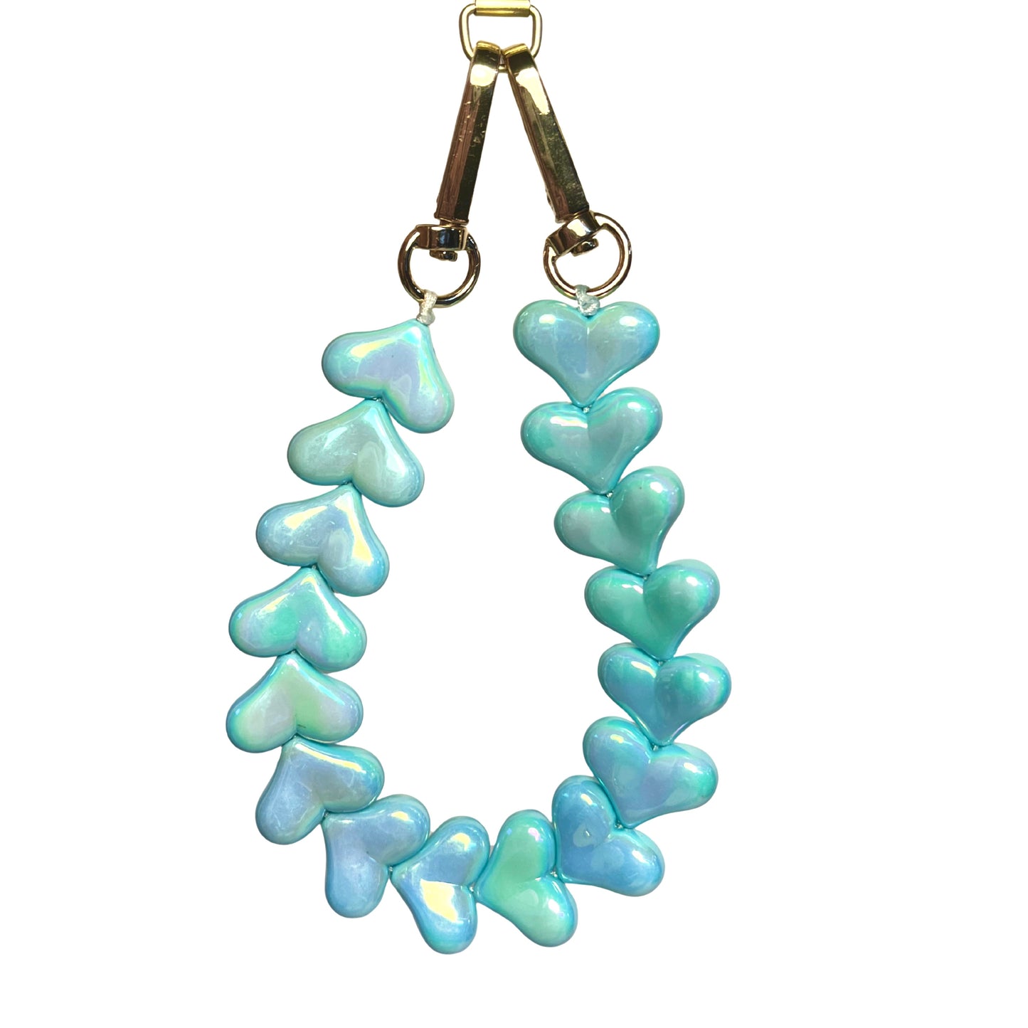 Parelmoer Licht Blauw Hartjes Telefoonkoord