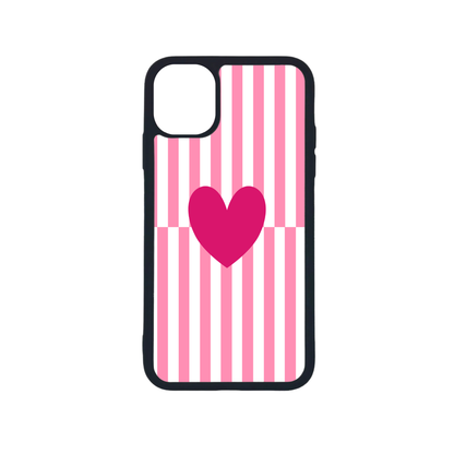 Pink Heart Stripes Telefoonhoesje - Micaso