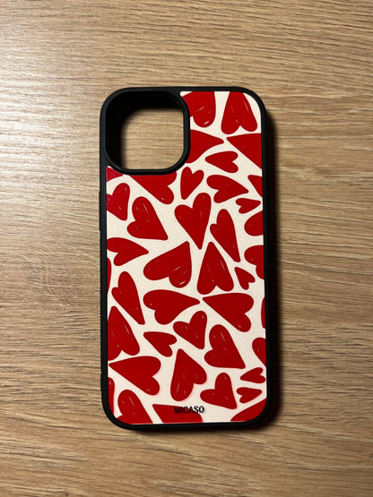 Red Beige Hearts Telefoonhoesje