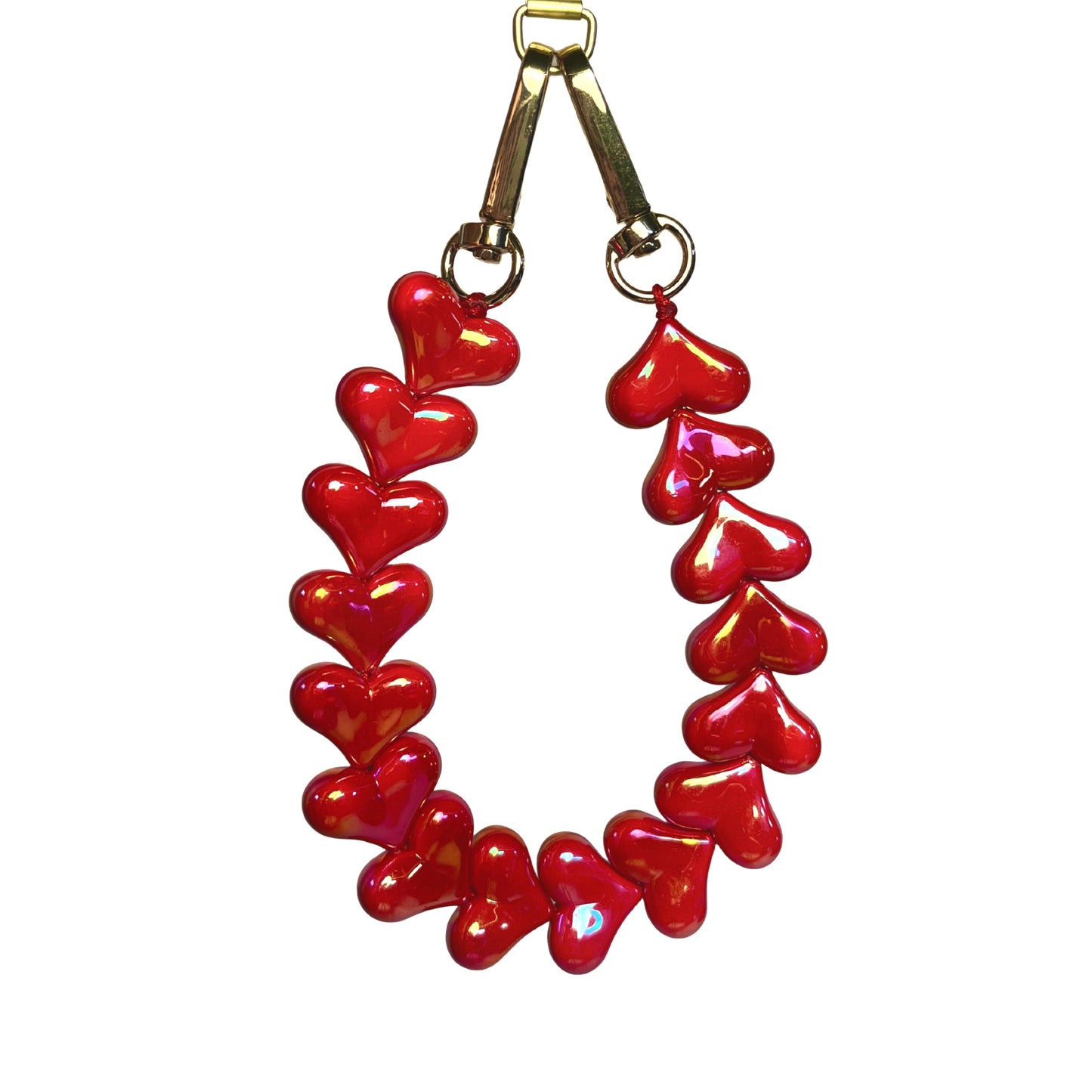 Parelmoer Rood Hartjes Telefoonkoord