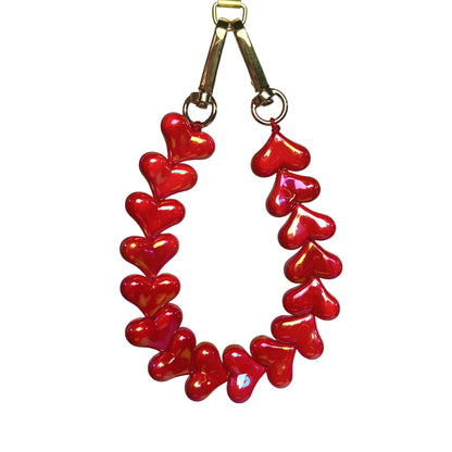 Parelmoer Rood Hartjes Telefoonkoord