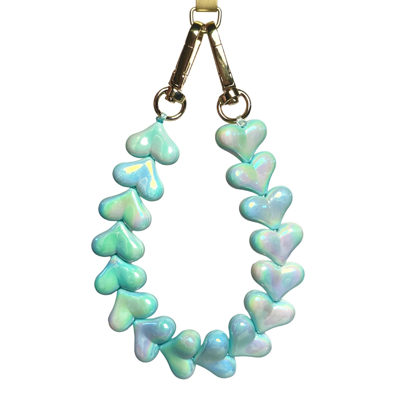 Parelmoer Turquoise Hartjes Telefoonkoord