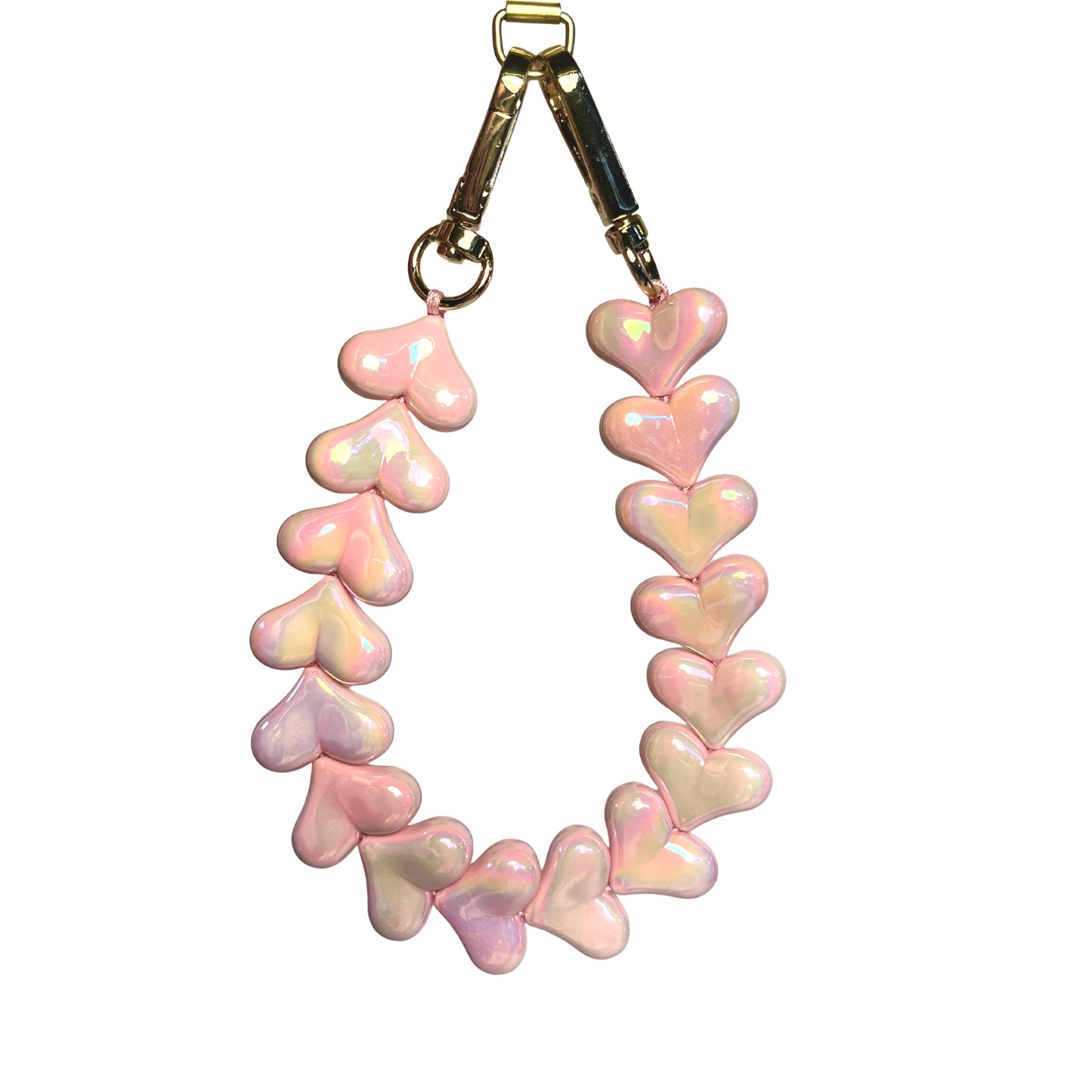 Parelmoer Licht Roze Hartjes Telefoonkoord