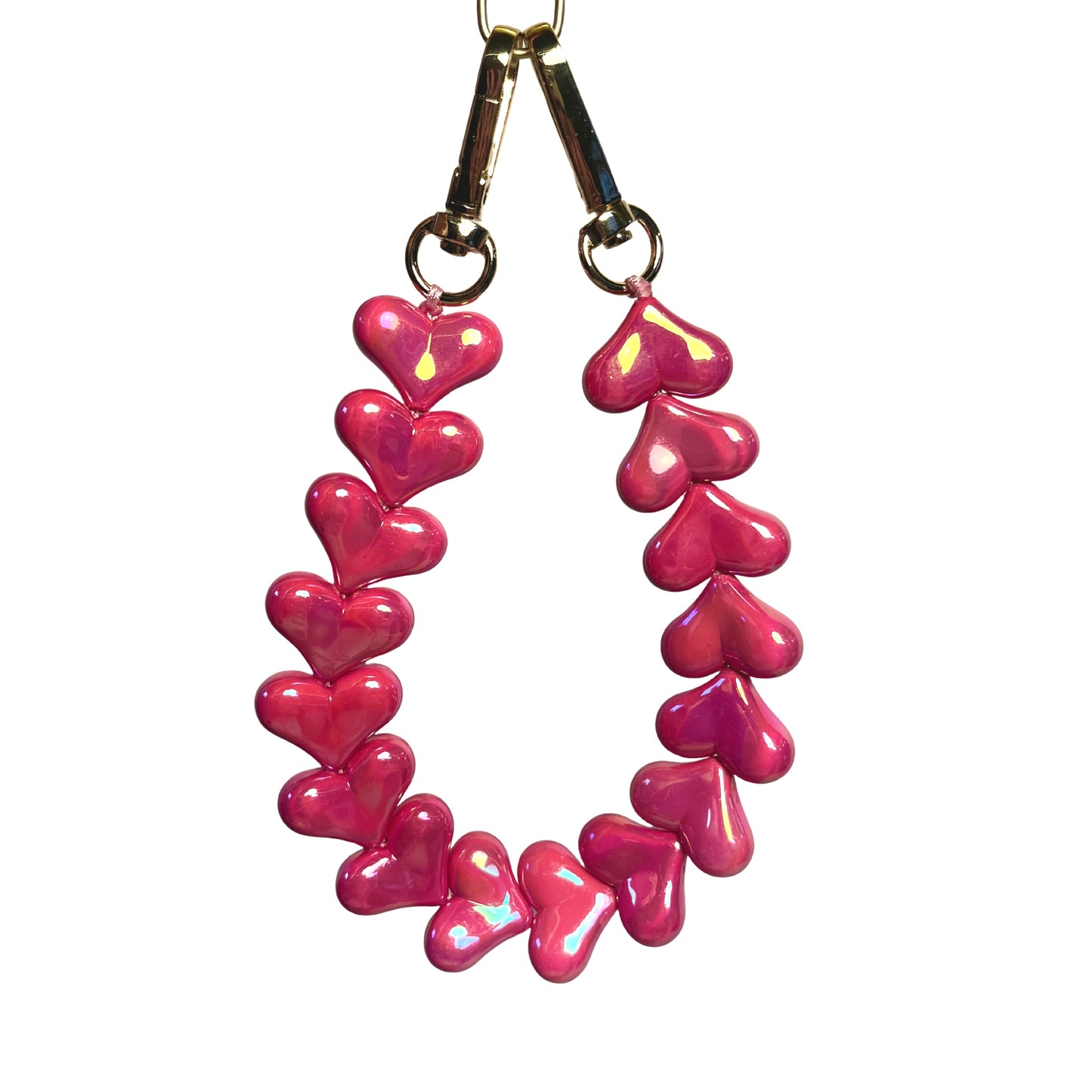 Parelmoer Donker Roze Hartjes Telefoonkoord