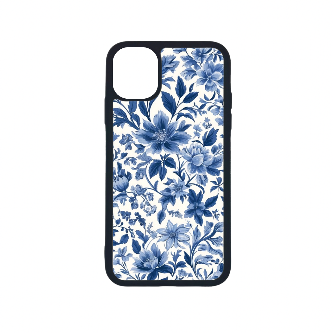 Dark Blue Flowers Telefoonhoesje - Micaso