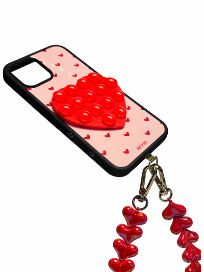 Parelmoer Roze Hartjes Telefoonkoord